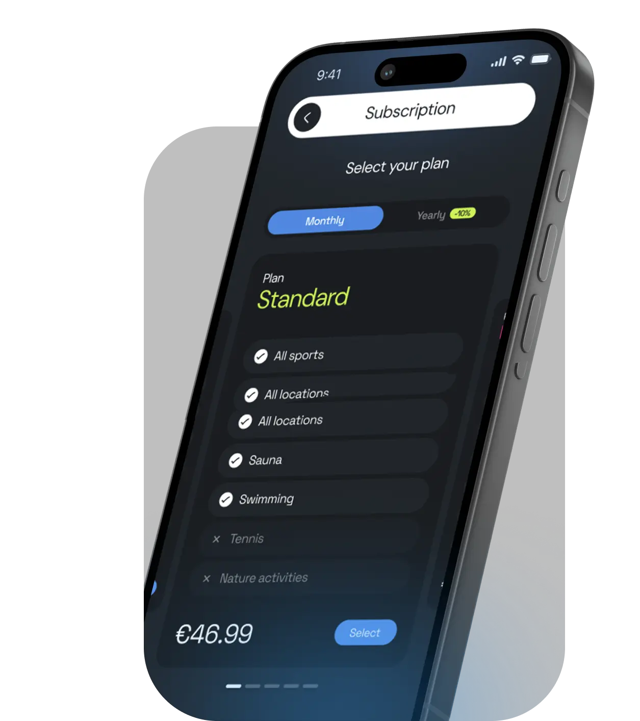 App Subscription Screen
